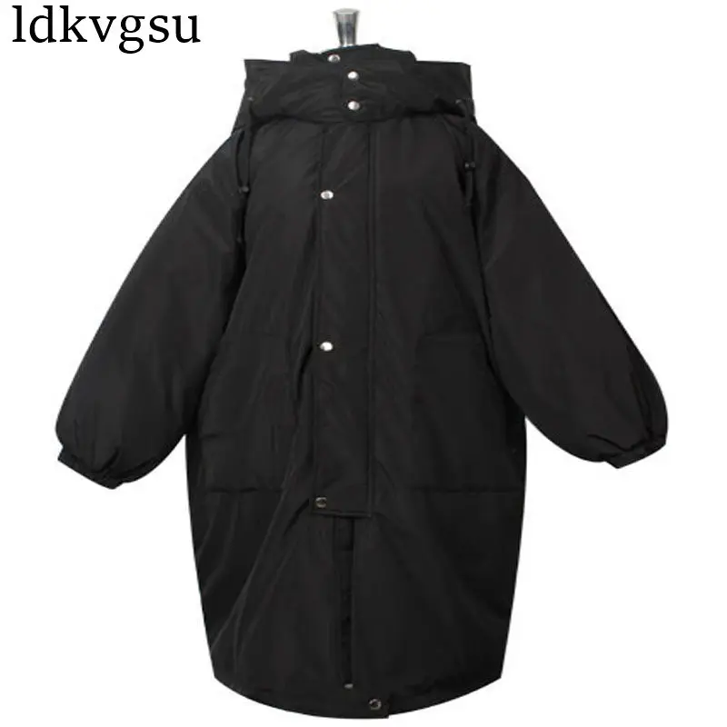 Épaissir Coton Casual Lâche 2018 D'hiver Femmes Parkas Vestes Noir Grande En A1624 Matelassé Parka Longues Black Manteau apricot Taille Survêtement Femelle qdOd0w