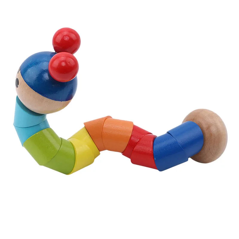Весело красочные деревянная гусеница детские развивающие Сменные Твист игрушки анти-стресс розыгрыши Сюрприз подарок