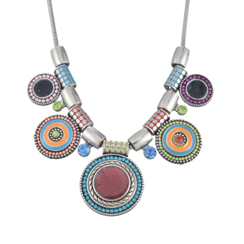 

MJARTORIA Retro Bohemia Style Alloy Inlay Maxi Necklace Women Boho Ethnic Choker Necklace Vintage Jewelry 1PC 44cm