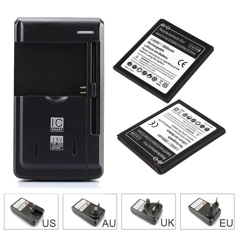 imágenes para Para samsung galaxy grand prime g5308w 2x2800 mah reemplazo de la batería del teléfono celular eb-bg530bbc + cargador de pared usb g5309w g5306w imágenes para Para samsung galaxy grand prime g5308w 2x2800 mah reemplazo de la batería del teléfono celular eb-bg530bbc + cargador de pared usb g5309w g5306w