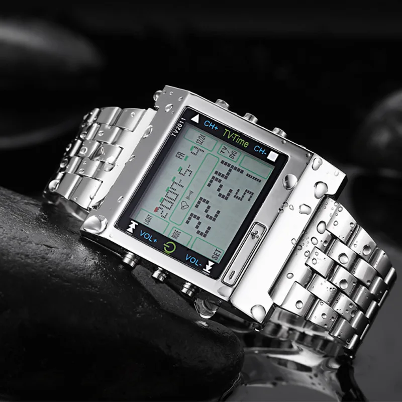 Men's Leisure Electronic Watch Multifunctional Stainless Steel Men's Wrist Watch Personality Heavy Work Dial