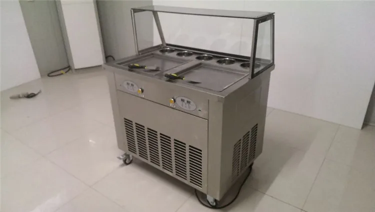 Коммерческая Машина для жареного льда двойная сковорода машина для мороженого, двойная сковорода машина для жареного мороженого