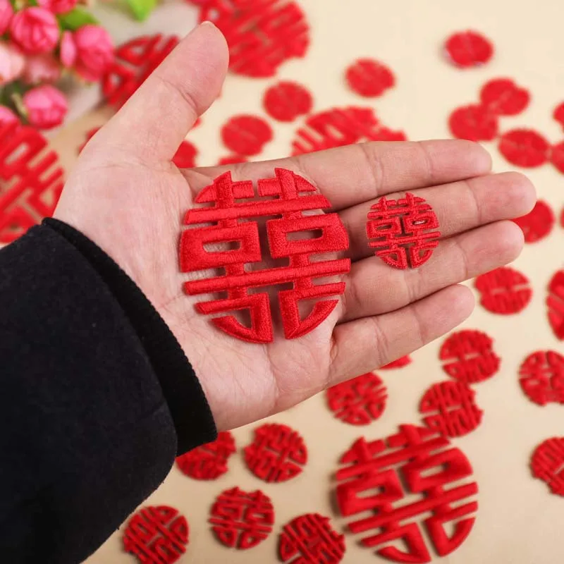 

Fashion Chinese style red double happiness hi word clothing patch stickers