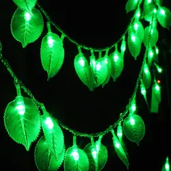 Креативная Крытая светодио дный наружная водостойкая Светодиодная лампа для украшения листьев 100 огни зеленая ива лампа гирлянда листья