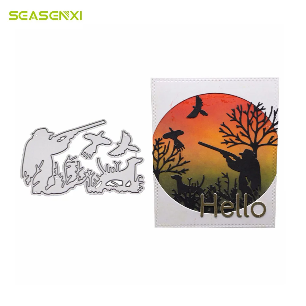 

Hunt Frame Metal Cutting Dies Stencil diy Srapbooking Photo Album Paper Cards Embossing Folder Bird Dog Animal Dies Cut New 2018