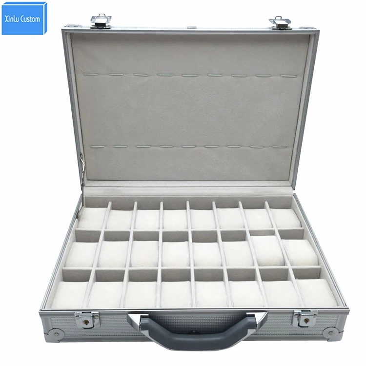 Luxury Aluminum Watch Box Suitcase Storage Watch Display Key Lock Case