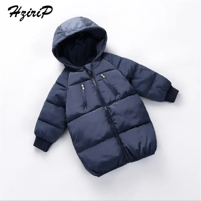 

HziriP 2018 Winter Windbreaker Warm Jacket Baby Boys Girls Coat Hooded Solid Coat Zipper Children Coat Long-sleeved Jacket