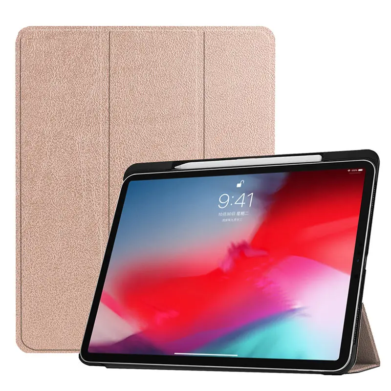 Funda для iPad Pro 11 чехол с карандашом Держатель смарт из искусственной кожи Trifold подставка+ Жесткая задняя крышка из ПК для нового iPad Pro 11 чехол - Цвет: Pro 11-Gold