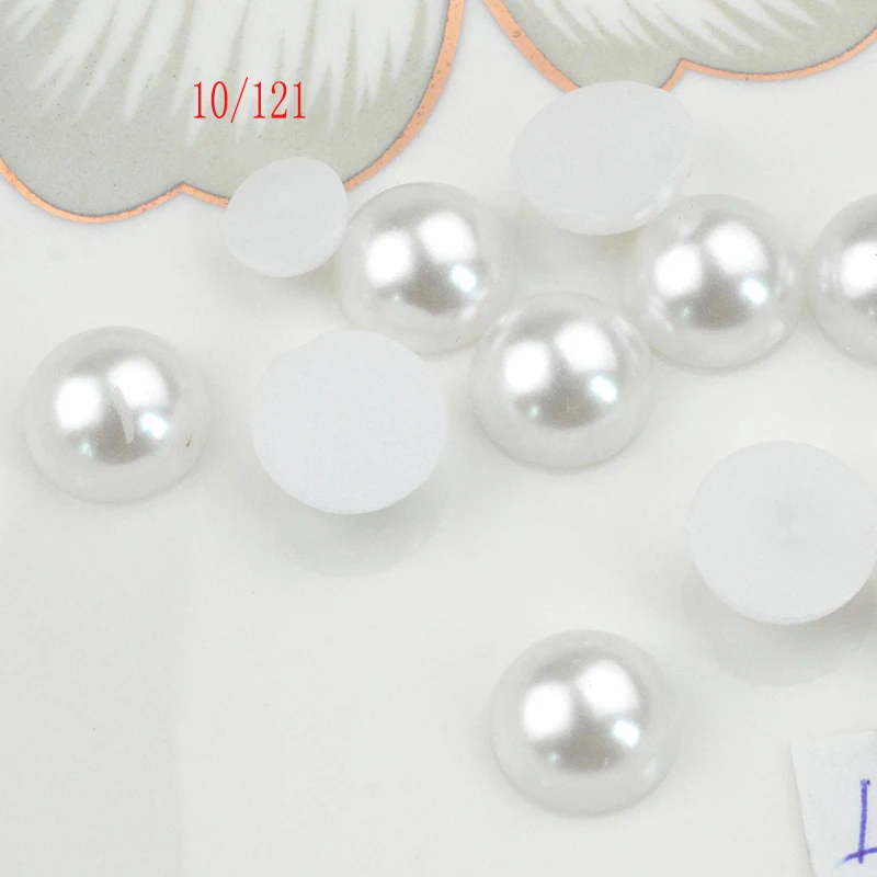 

FLTMRH 30pcs 12mm Imi tation ABS Pearl Beads Flat Back White Ivory Mixed Color Cabochon Half Round Scrapbook Decoration DIY