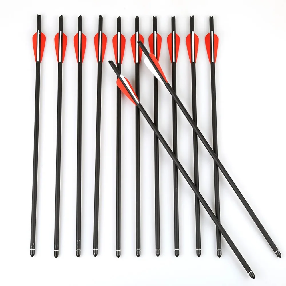 12Pcs Carbon Arrows 22" Crossbow Bolts Red for Crossbow Hunting Archery Hunter Outdoor Hunting
