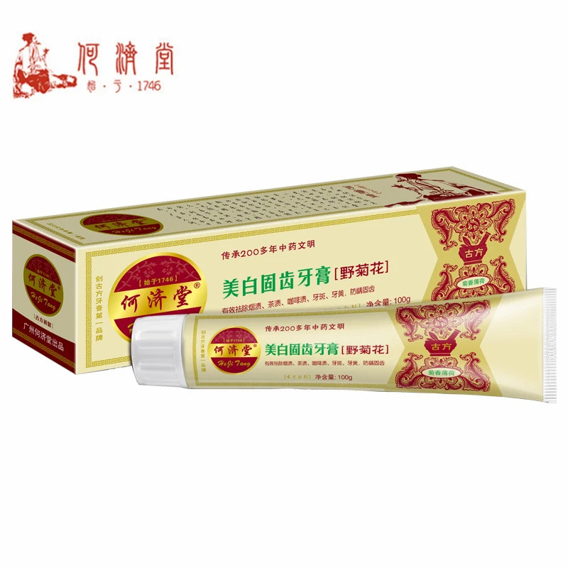 

HeJiTang Wild Chrysanthemum Toothpaste Whitening Teeth Solid Tooth Remove Smoke Tea Yellow Stains Plaque To Halitosis 100g