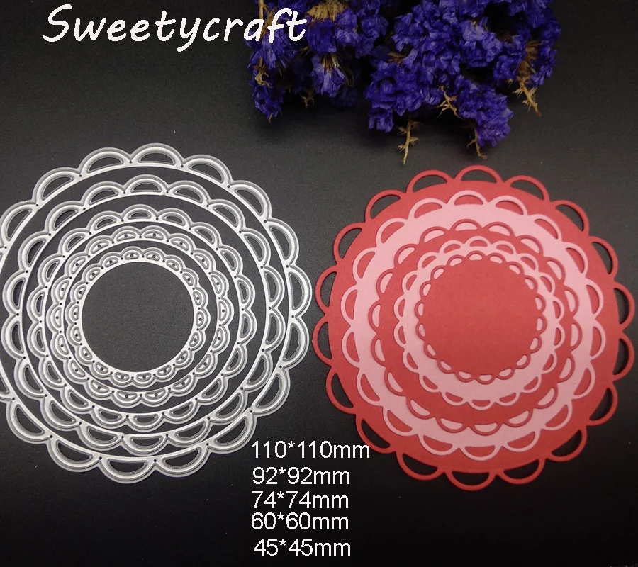 

Stamps Dies Scrapbooking Lace Circle Round Frame Metal Cutting Dies Embossing Stencil Craft Die Cut New 2019 Paper Card Making