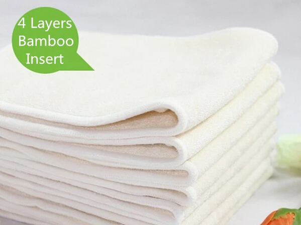 

Free shipping 10 Pcs 4 Layers Bamboo Insert Reusable Washable Breathable Inserts Boosters Liners For Baby Cloth Diapers Nappy