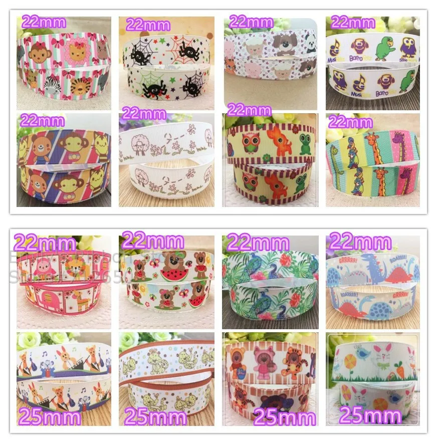 

Animals Printed Grosgrain ribbon 7/8'' and 1'' cartoon ribbon tape hairbow clothing bakery gift pack accessory 10 yards