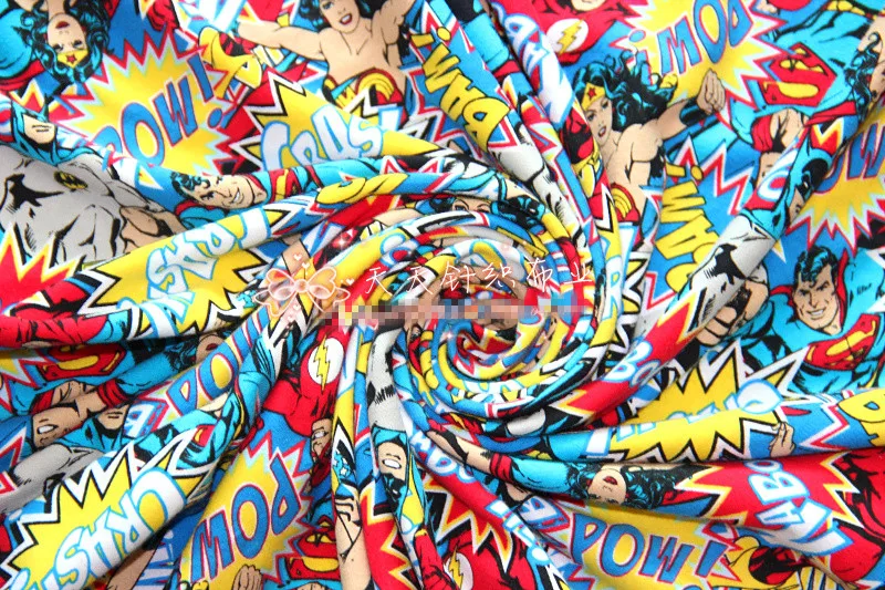 

Superman Justice League Batman soft elasticity knitted cotton fabric For Sewing diy Patchwork baby girl shirt jacket 100*170cm