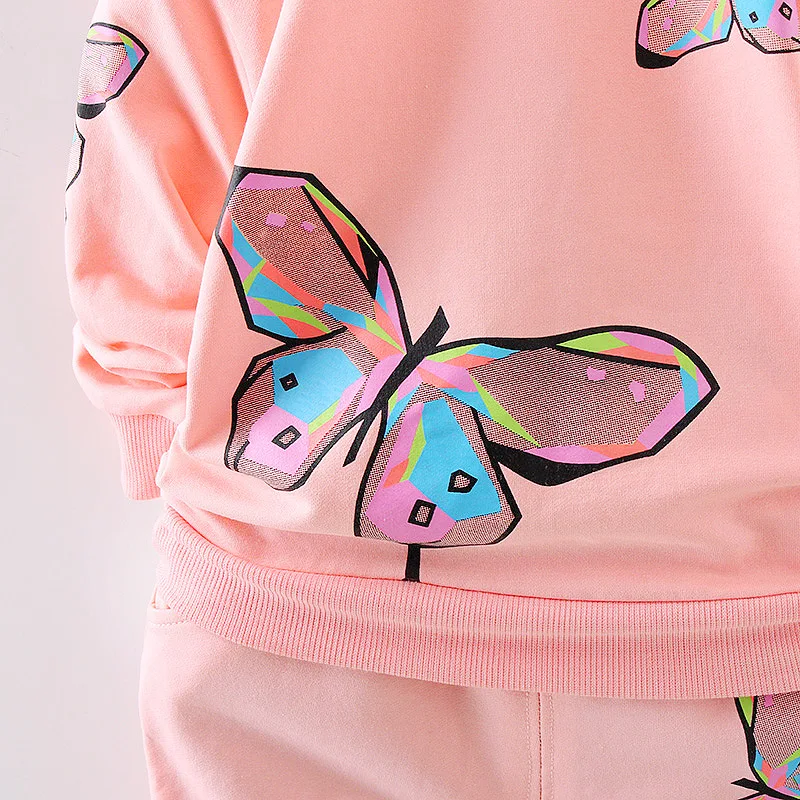 BOTEZAI/комплекты детской одежды для девочек г. летние модные стильные футболки с принтом бабочки+ штаны комплекты одежды из 2 предметов для маленьких девочек