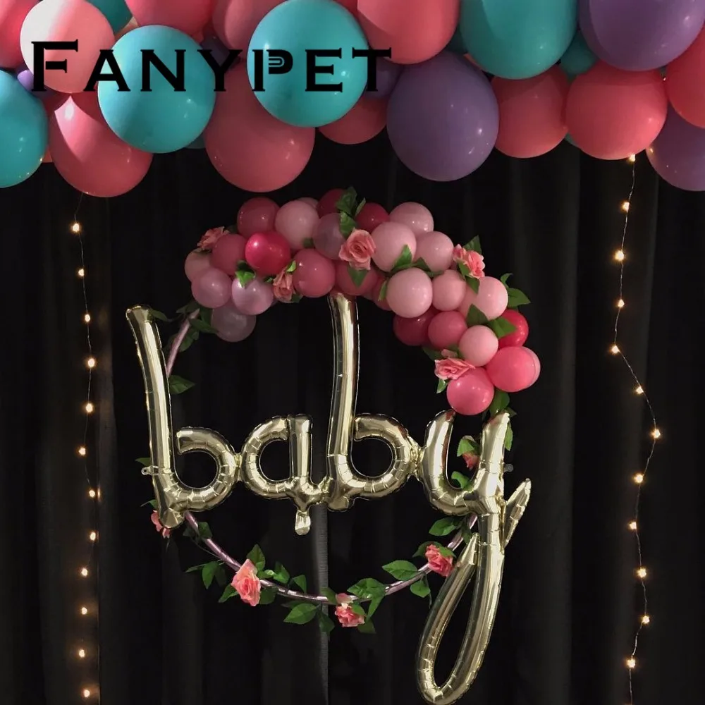 

50pcs One Baby Boy Girl Script Foil Balloon Baby Shower 1st Birtdhay Party Decorations Gender Reveal Balloon Banner Decoration