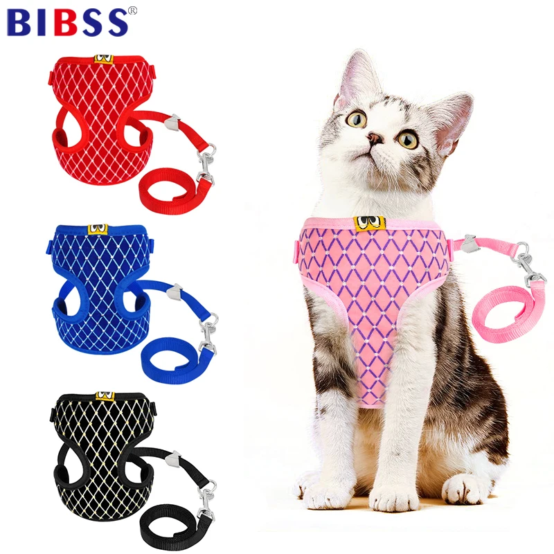 

Diamond Cat Dog Harness And Leash Set Adjustable Puppy Kitten Walking Harnesses Vest Traction Belt For Small Dogs Cats