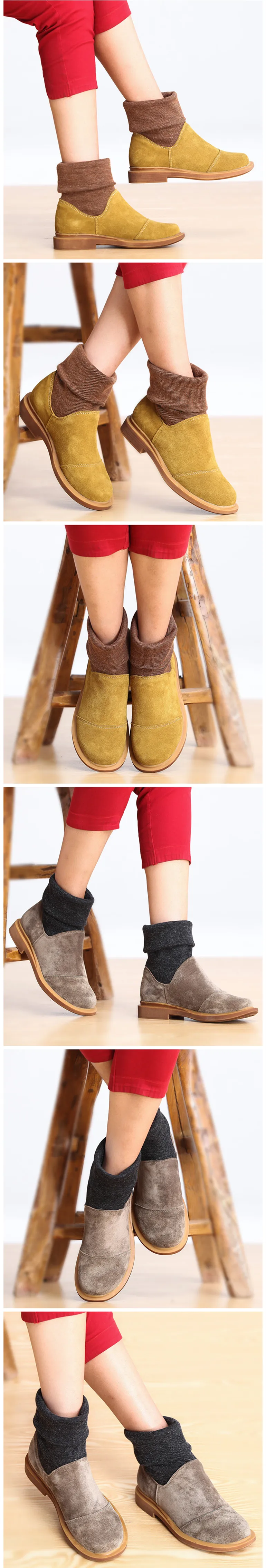 AARDIMI/дизайнерские зимние ботинки из натуральной кожи; женские ботильоны без застежки с круглым носком; сезон весна-осень; женские ботинки «Челси» на плоской подошве