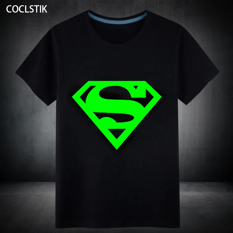 100%Cotton Mens Summer T shirt Anime Green Fluorescent Superman Short ...