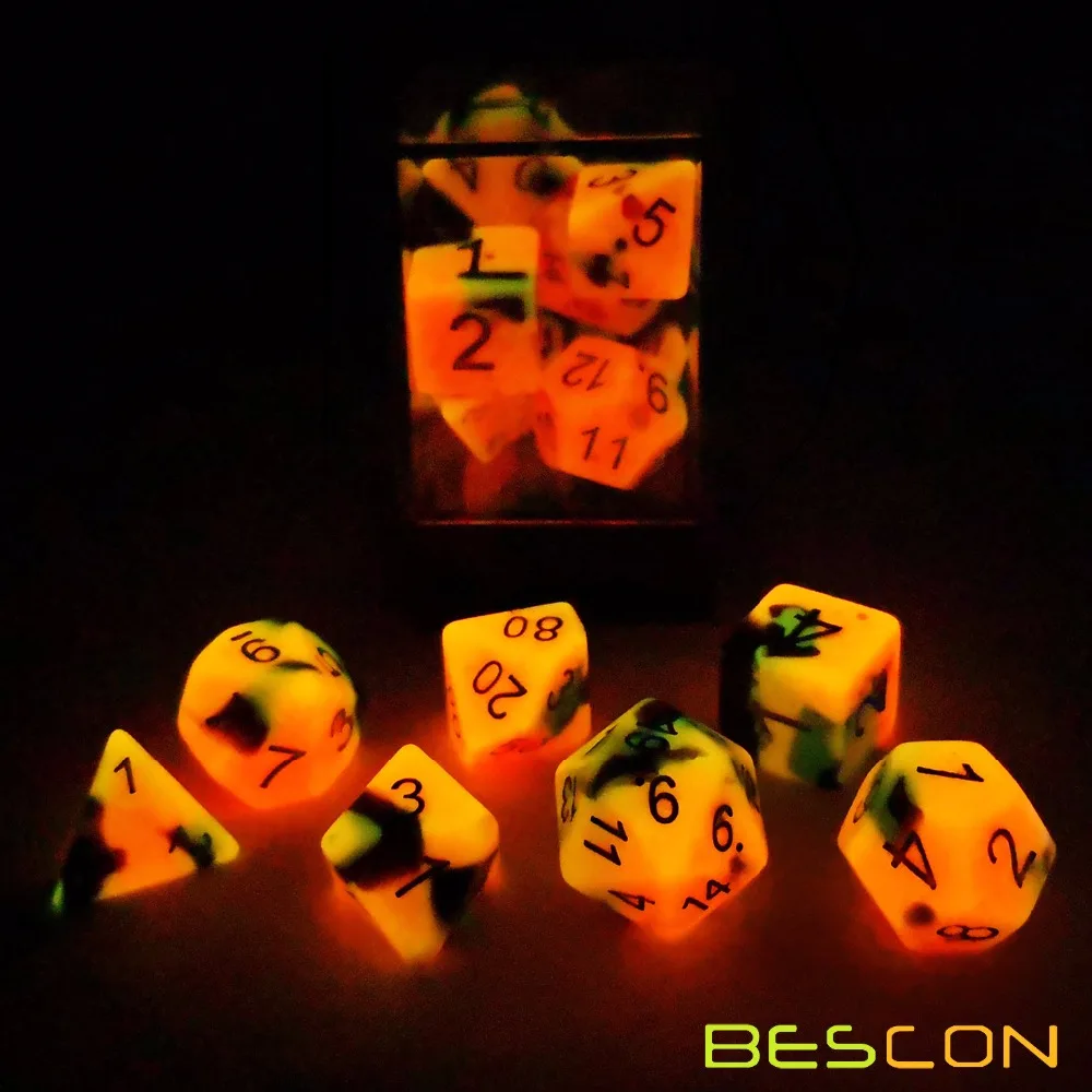 Bescon двухцветные Светящиеся в темноте многогранные кубики набор горячих камней