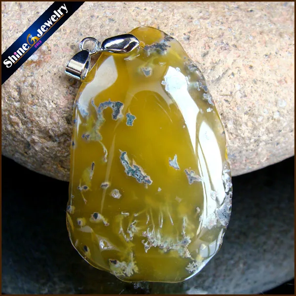 

Fashion Women Man Necklace Pendant Big Natural Moss Agates Stone Pendant Slide Healing Crystals Pendant for Jewelry Making 01102