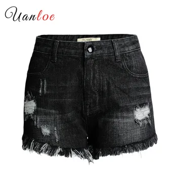 

2019 Black Ripped Jeans Shorts Women Hole Woman Shorts Straight Short Jeans Women Denim Pants Jean Trousers Vaqueros Mujer