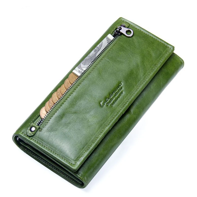

2018 High Quality Wallet Genuine Leater Wallet Long Lady's Purse Cell Phone Pocket Vintage Party Wallet Girl's Handbag