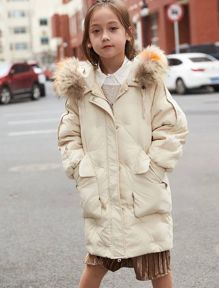 New Fashion 2018 white duck down jackets girls winter coat for boys warm tops clothing fur hooded long coat for kids outerwear (15)