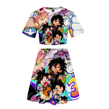 

Dragon Ball Super Broly Goku Short Sleeve Skirt Set Animec Kakarot Summer Sports Girls Leisure Print Novelty Top Luxury Harajuku