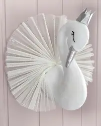 2019 голова животного Лебедь Фламинго настенный крепление мягкая плюшевая игрушка принцесса кукла для девочки ребенок подарок Детская