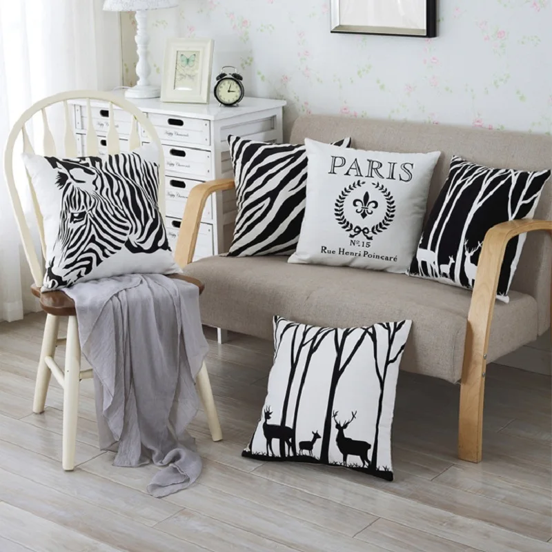 Hand-painted Zebra Cushion(No Filler) Polyester Family affection Sofa Car Seat family Home Decorative Throw Pillow | Дом и сад