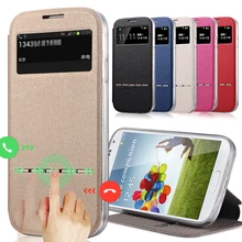 Luxury Front Window View Leather Flip Case For samsung galaxy s4 s5 s6 S7 Edge S6edge S3 S4mini S8 S9 S10 Plus case Coque Cover