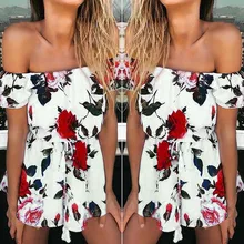 Элегантное женское платье-рубашка с открытыми плечами, платье с цветочным рисунком, платье с бантом на шее, Пляжное милое мини-платье для девочек jurk