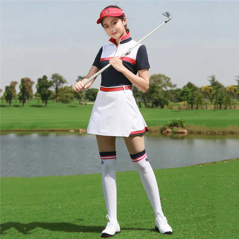 PGM Golf Women's Skirt + Golf T Shirt Women Sport Action Color Block