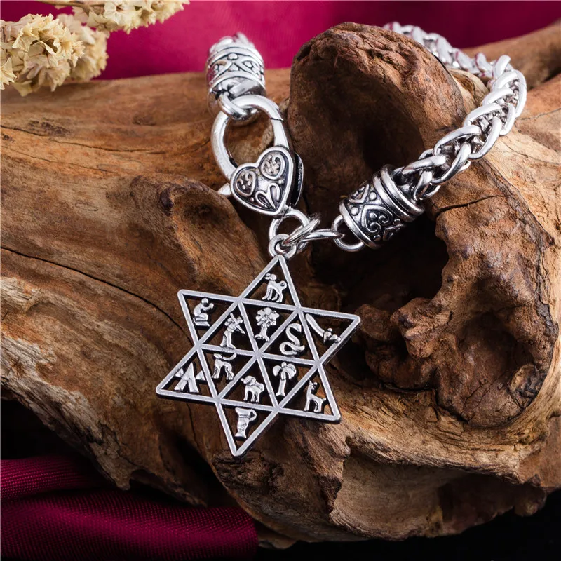Астрологический браслет Skyrim Tetragrammaton Звезда Давида кулон 12 племен Израиля