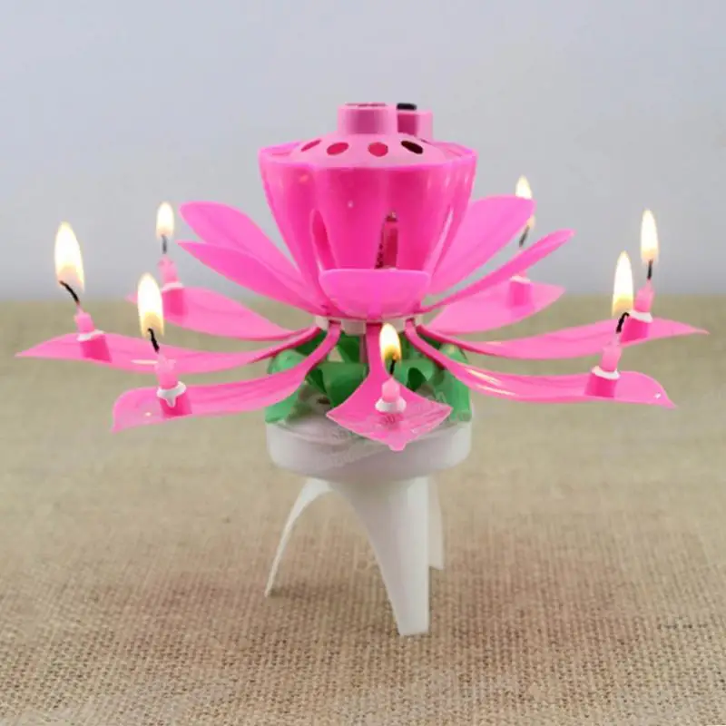 1x Pink Magical Flower Musical Birthday Candle Party Decoration Gift