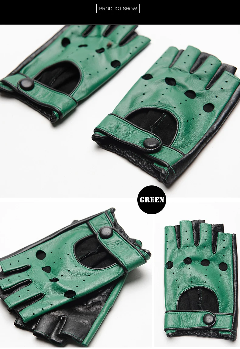 Женские перчатки из натуральной кожи Gours, зеленый перчатки на полпальца из козьей кожи, без подкладки, для вождения и спорта, GSL064, весна