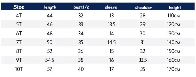 t shirt size