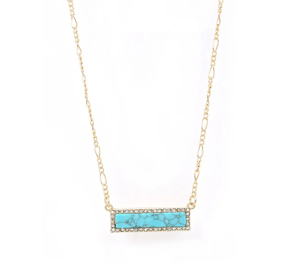 

Fashion Crystal Jewelry Choker Necklaces New Arrival Multicolor Faux Stone Long Bar Pendant Delicate Necklace Women