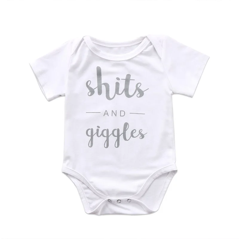 

Summer 0-18M Toddler Baby Kids Boy Girl Infant Bodysuit Jumpsuit Letter Short Sleeve Cotton Clothes Outfit One-piece