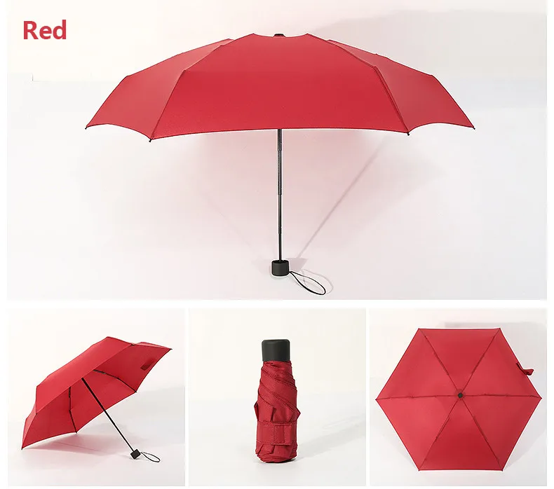 Маленький модный Ультра-светильник 5 складной зонт для дождя для женщин и мужчин Мини карманный нечерное покрытие для девушек водонепроницаемые портативные Зонты