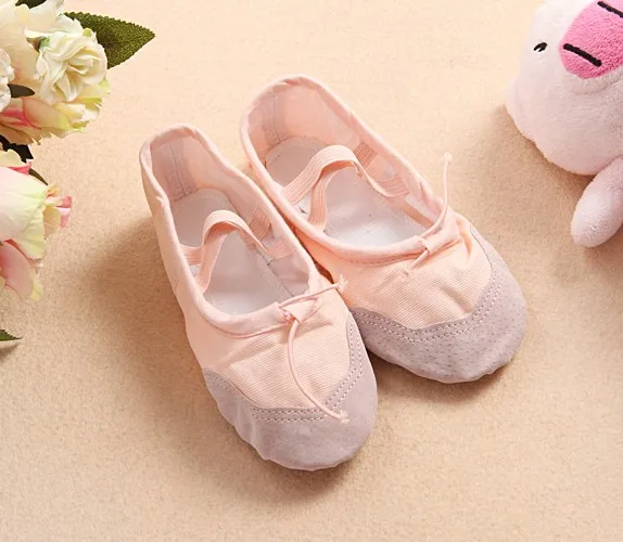 Multiple color pink / Ivory yellow / Red canvas flat girl ballet shoes