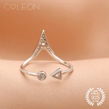 

Coleon Women Fine Jewelry 925 Sterling Silver Ring Fashion Triangle Shinnig Gem Adjustable Rings for Female Party Gift