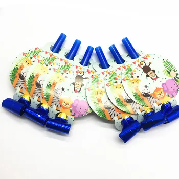 

6pcs/lot Safari Park animals Theme Party Blowouts Whistles Kids Birthday Party Favors Decoration Supplies Noisemaker Decor