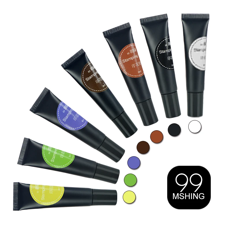 

Mshing99 Nail Stamping Gel Polish 8ml Black White Stamp Print Oil UV Gel Lacquer Soak Off Varnish for Nail Art Stamping Plate