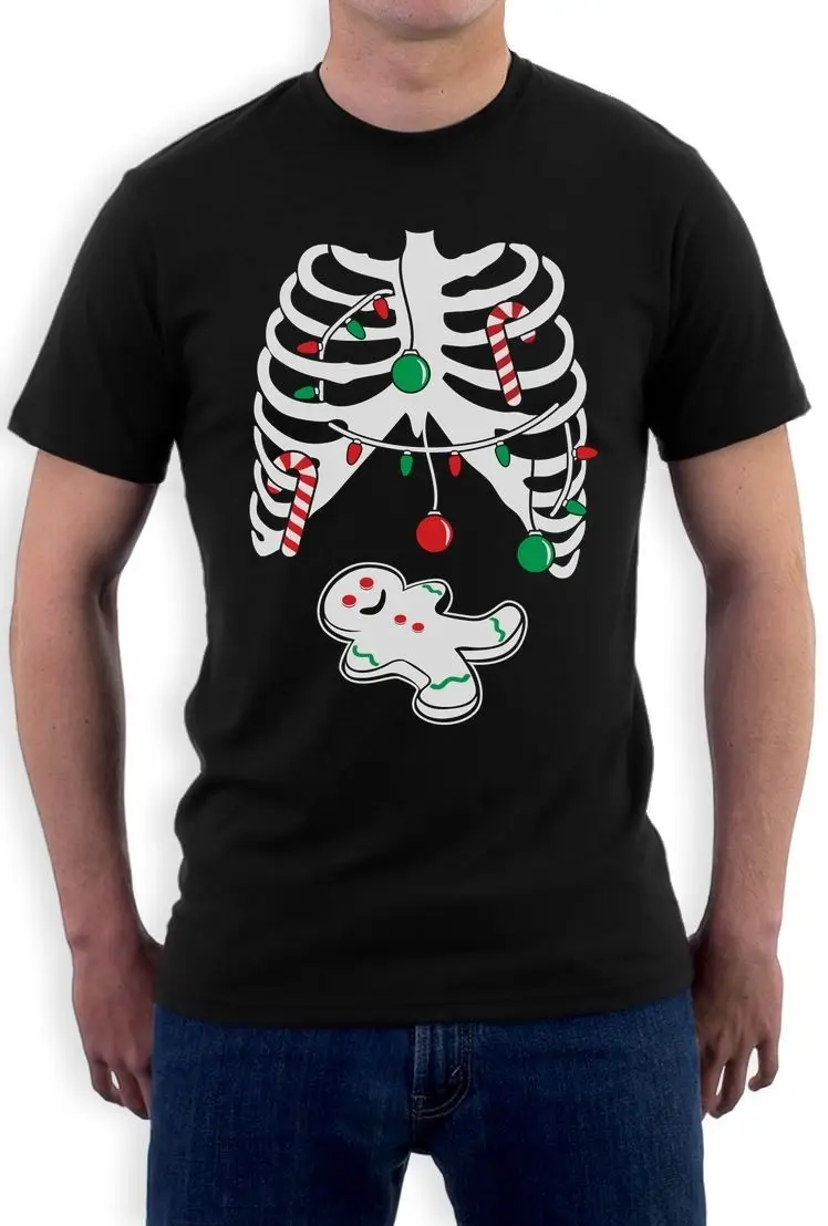 Mens Short Sleeve Christmas Shirts Black Cotton T Shirt Short Sleeve Summer Crew Neck Mens Christmas Rib