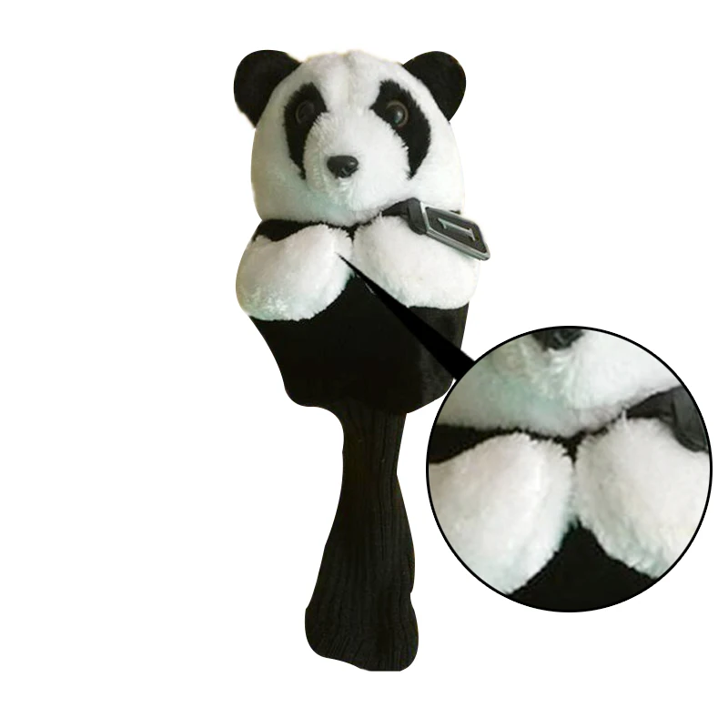 Universal Elastic Cute Cartoon Panda Shape Soft Anti-dust Golf Club Driver Head Cover Long Neck Wood Clubs Head Covers