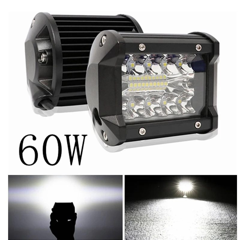 60W Triple Row LED Light Bar 4"Spot Driving Lights Off Road Lighting LED Work Lights for Truck