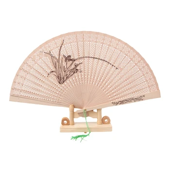 

Fragrant Sandalwood Hand Fan Carved Scented Wooden Fan For Wedding Party Gift